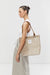 Mesh tote bag in beige — main image