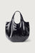 Padded vegan leather tote bag in black — main image