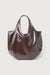 Padded vegan leather tote bag in brown — main image
