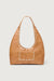 Metal studded shoulder bag in tan — main image
