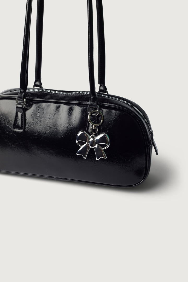 METAL RIBBON BAG CHARM in Silver — alternate angle