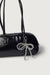 Beaded ribbon bag charm in silver — main image