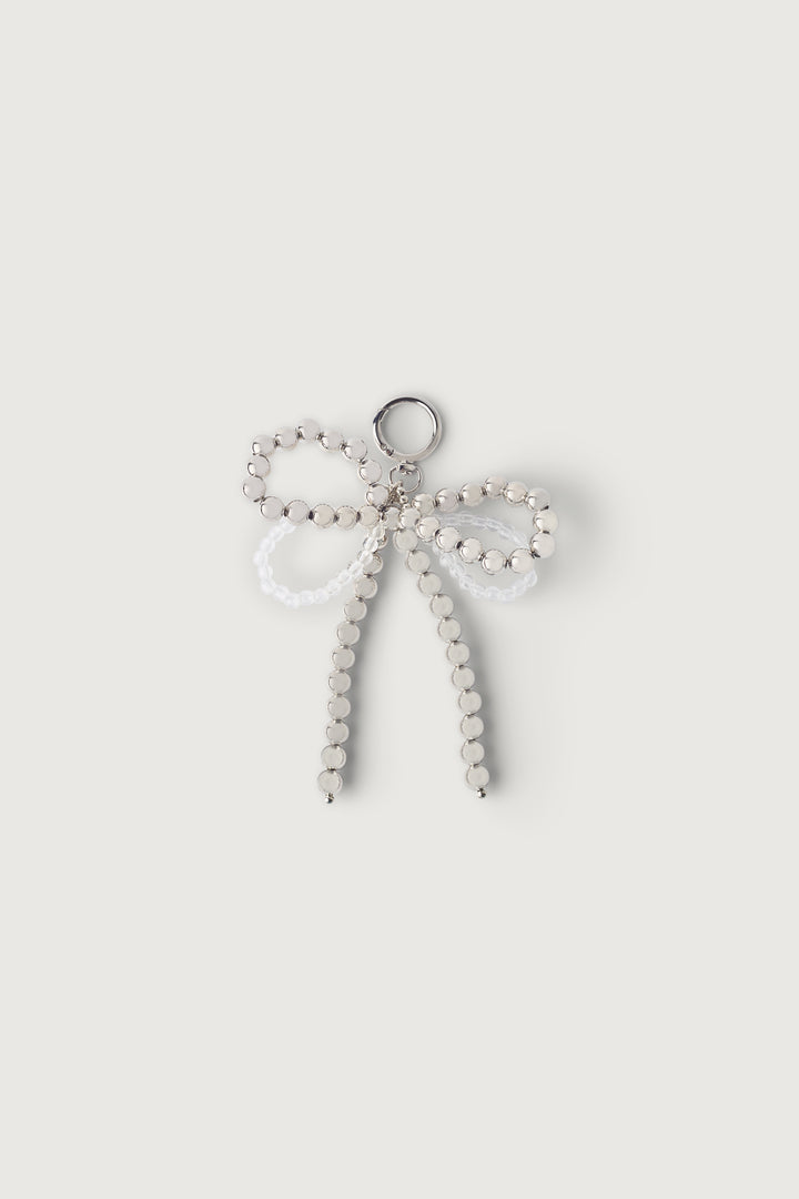 BEADED RIBBON BAG CHARM in Silver — alternate angle