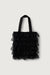 Ruffle tulle tote bag in black — main image