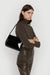 Patent front flap shoulder bag in black — main image