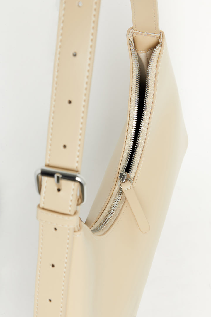 SMALL ROUNDED SHOULDER BAG in Dark Beige — alternate angle