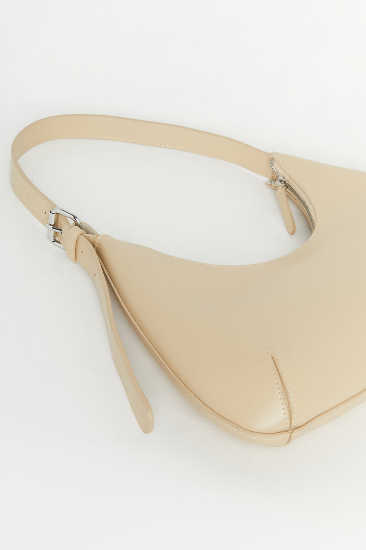 SMALL ROUNDED SHOULDER BAG in Dark Beige — alternate angle