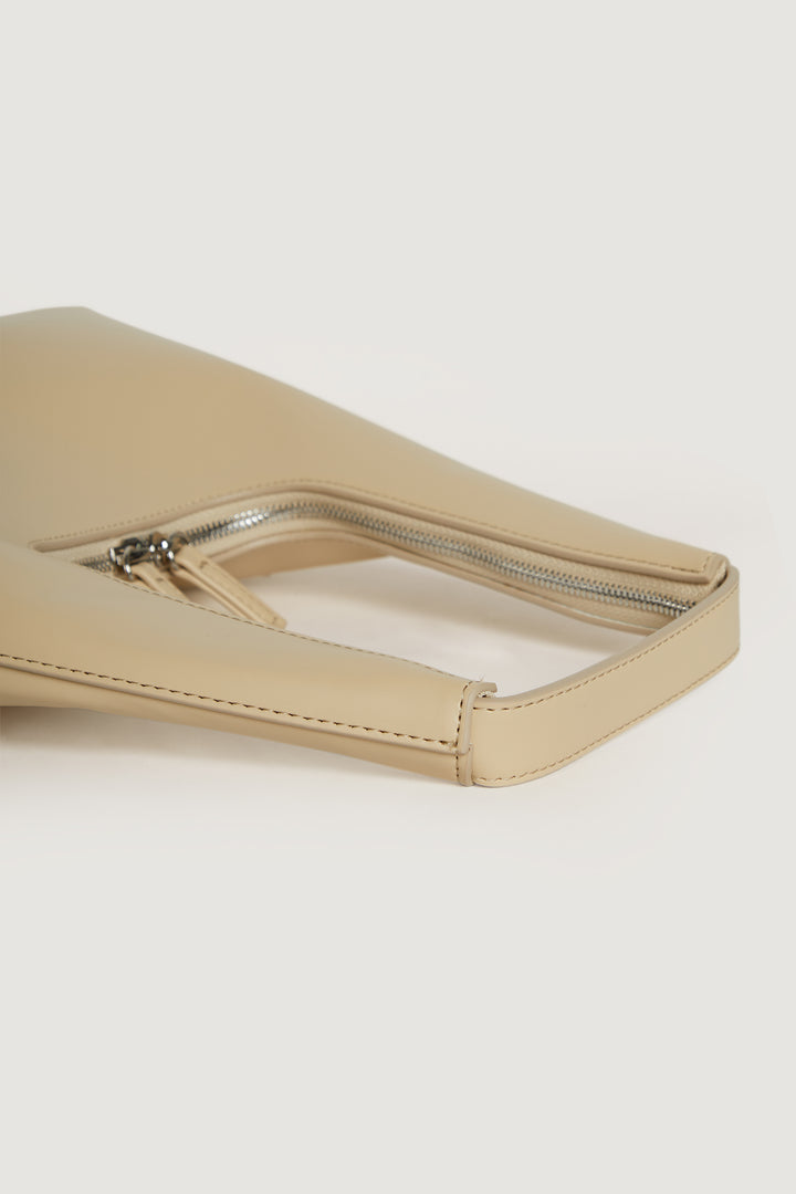 HIGH ZIPPER SHOULDER BAG in Pale Khaki — alternate angle