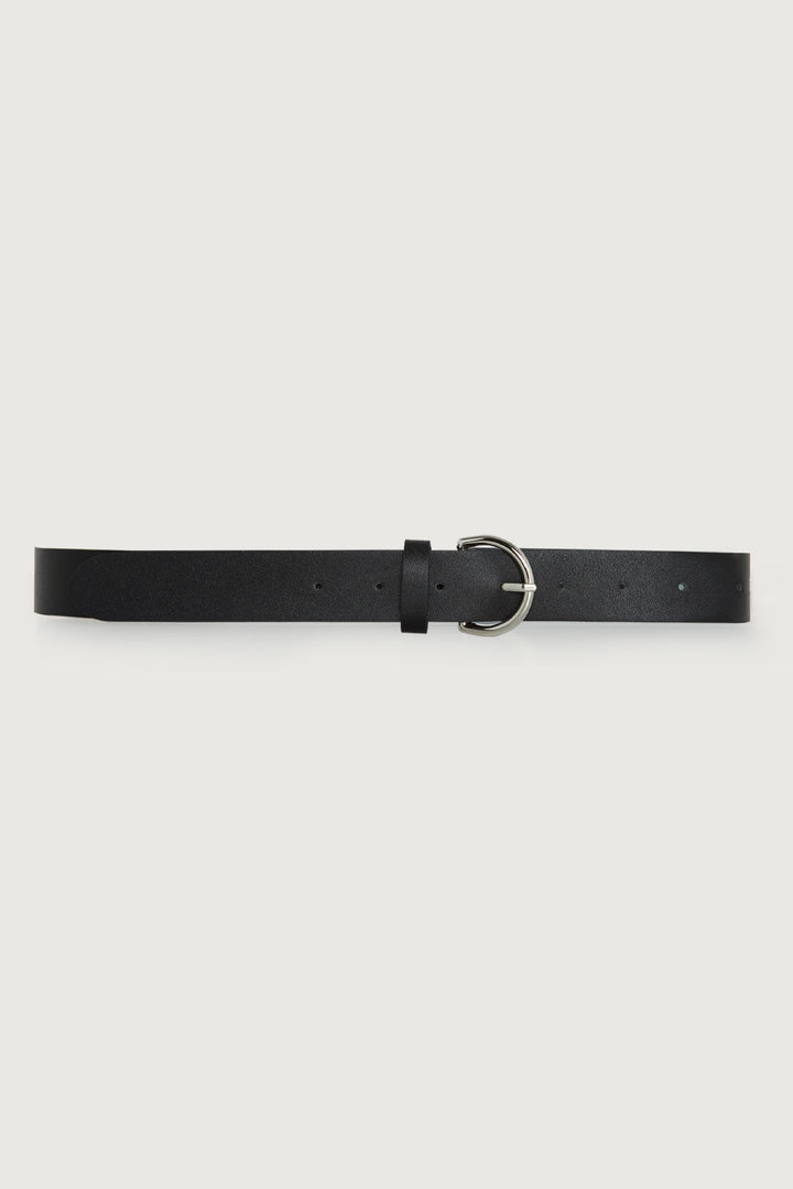 CURVED BUCKLE BELT in Black — alternate angle