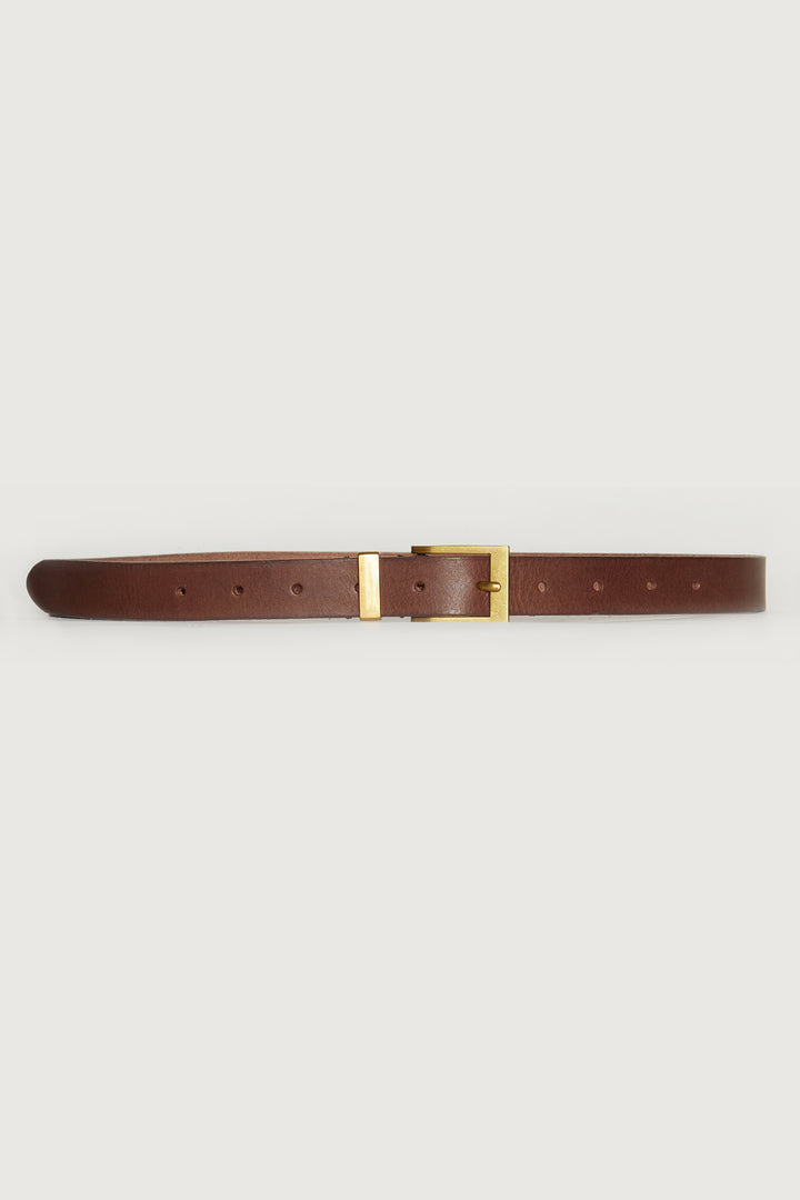 GENUINE LEATHER SQUARE BUCKLE BELT in Brown — alternate angle
