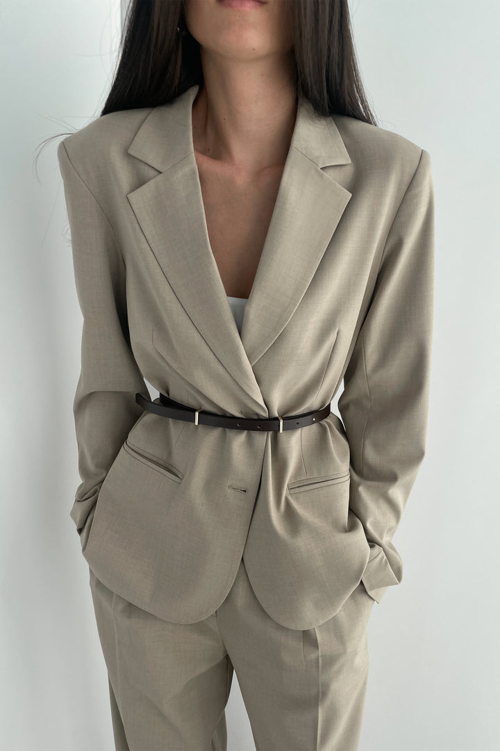 THIN BELT WITH DOUBLE BUCKLE in Black — alternate angle