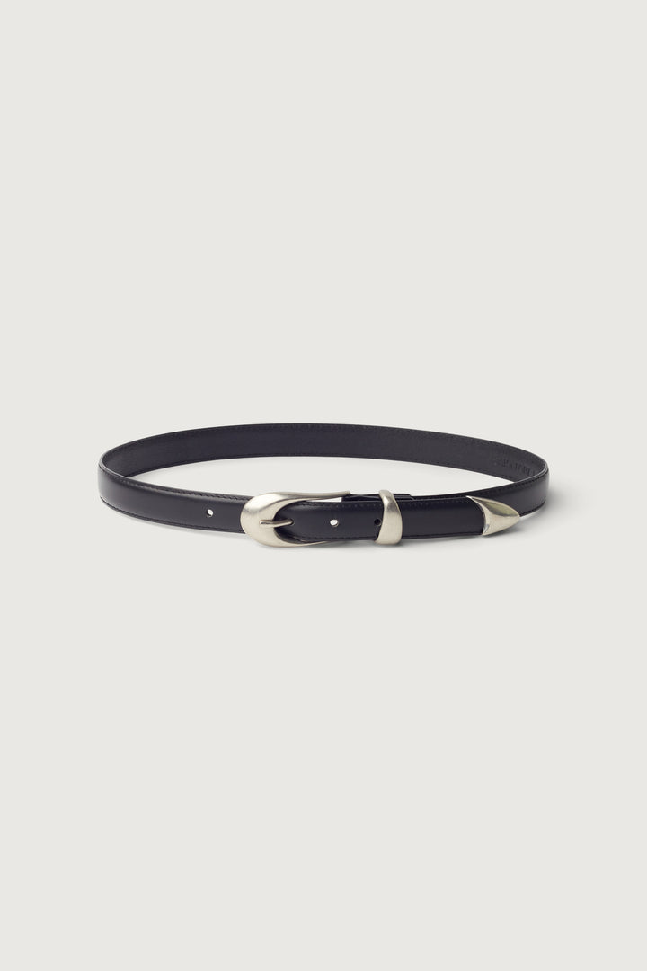 GENUINE LEATHER METAL TIP BELT in Black Gold — alternate angle