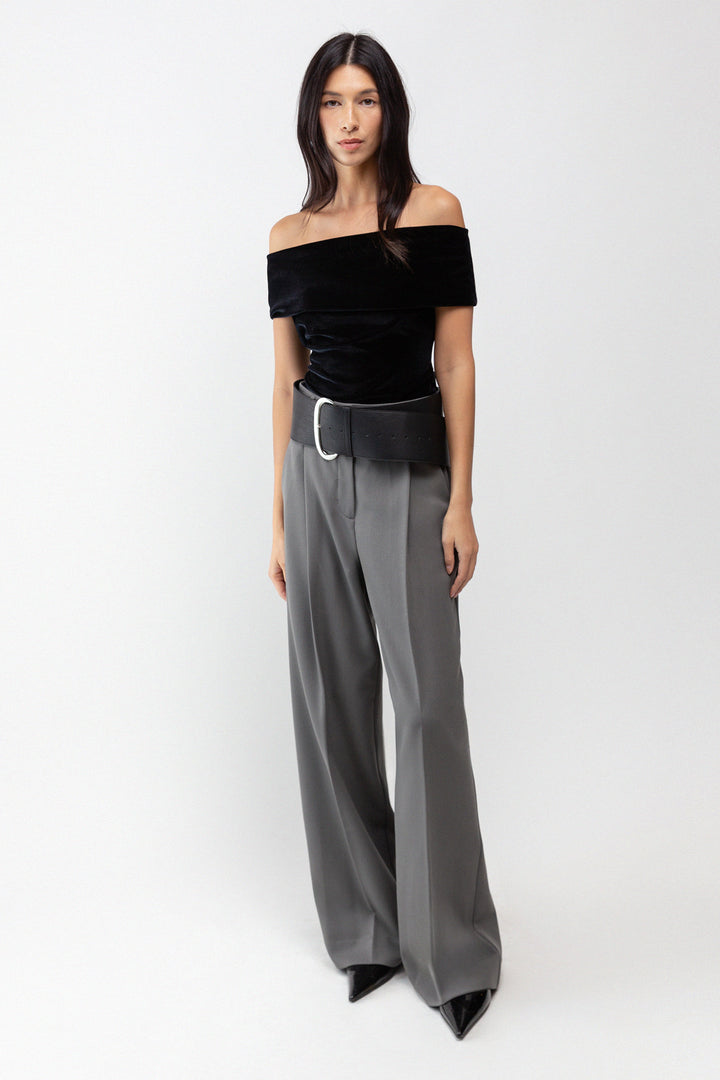 VEGAN LEATHER WIDE BELT in Black — alternate angle