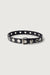 Vegan leather eyelet belt in black — main image
