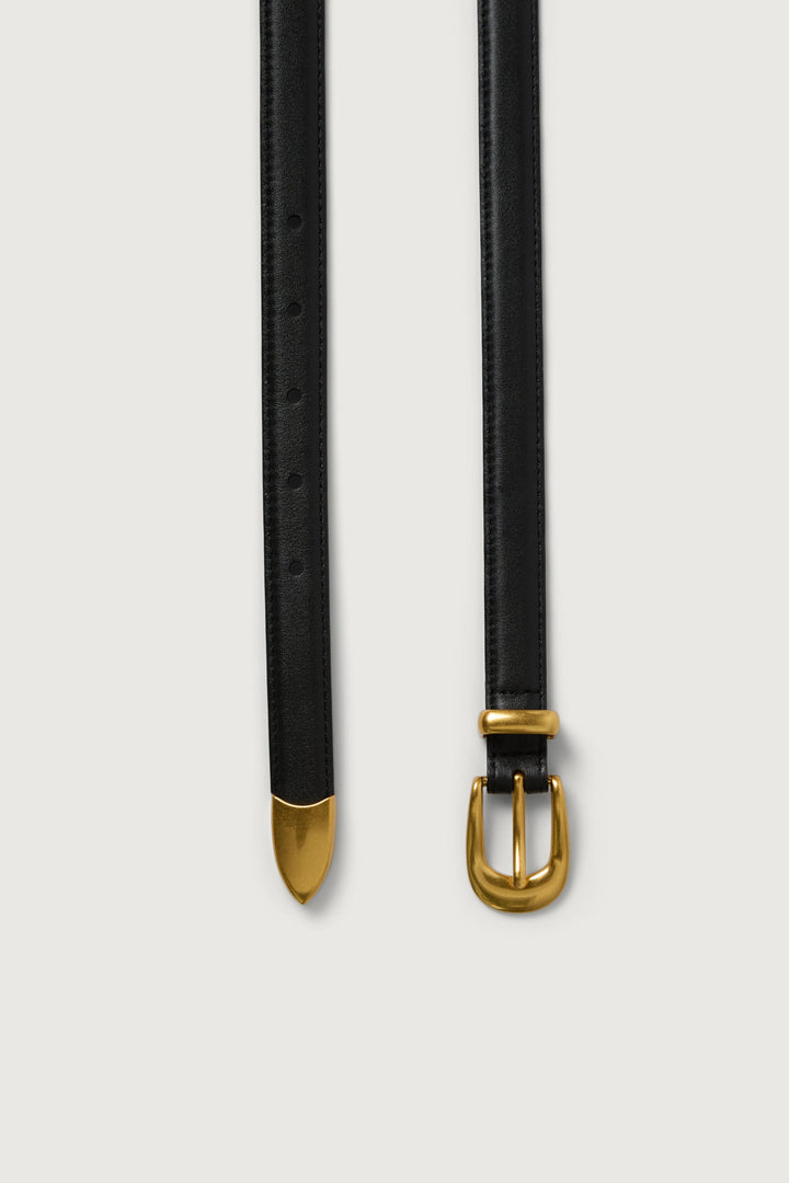MILA WESTERN LEATHER BELT in Black Antique Gold — alternate angle