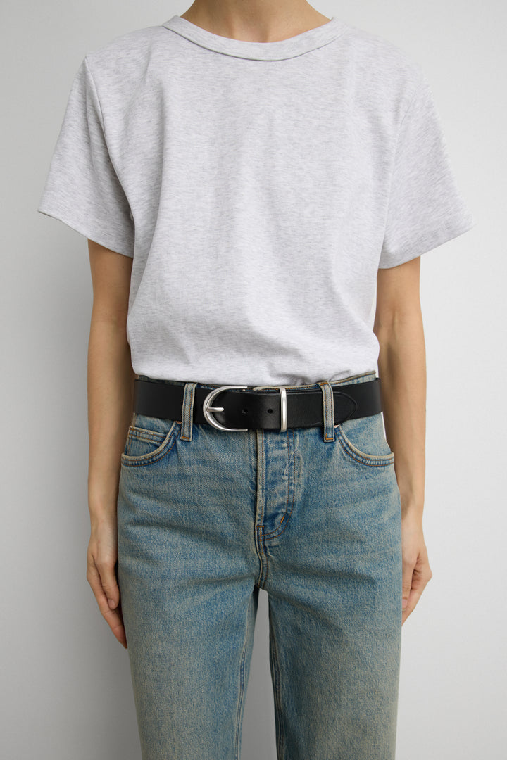 CRAWFORD CLASSIC BELT LEATHER in Black Antique Silver — alternate angle