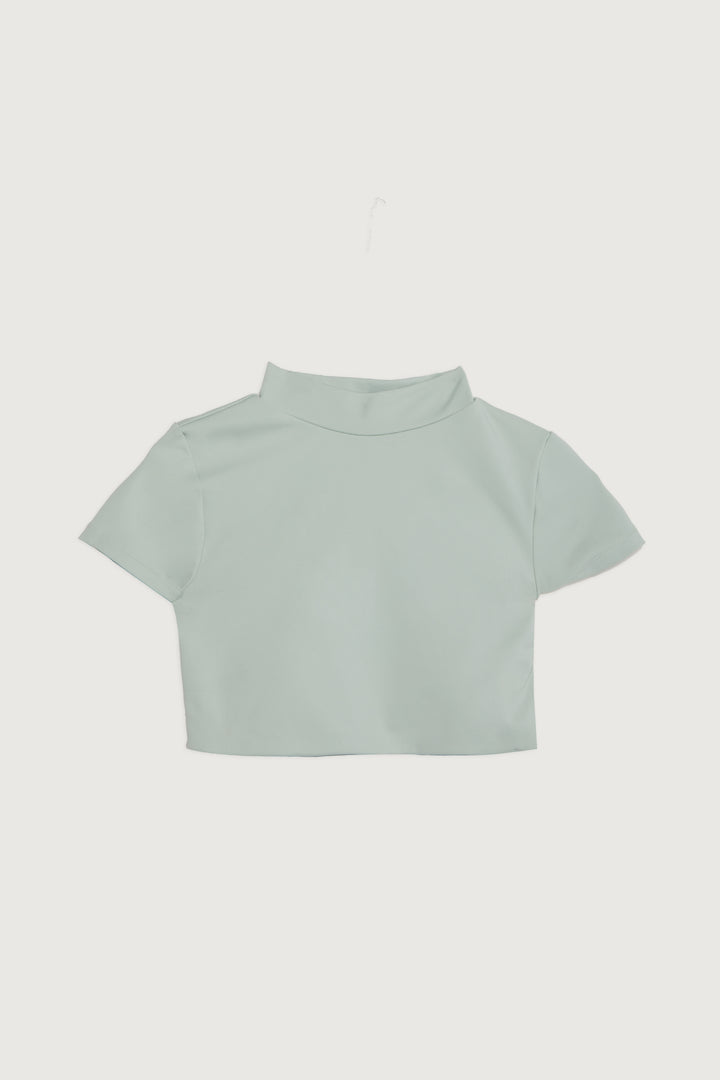 MOCKNECK SWIM TOP in Aqua Grey — alternate angle