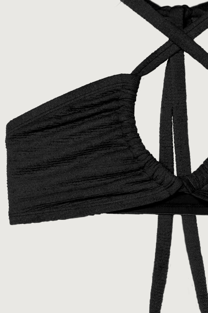 HALTERNECK BIKINI TOP in Black — alternate angle