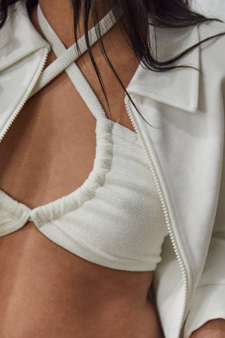 HALTERNECK BIKINI TOP in Cream — alternate angle