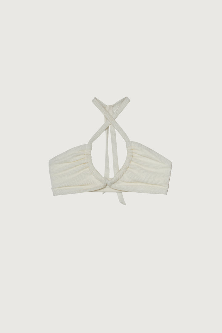 HALTERNECK BIKINI TOP in Cream — alternate angle