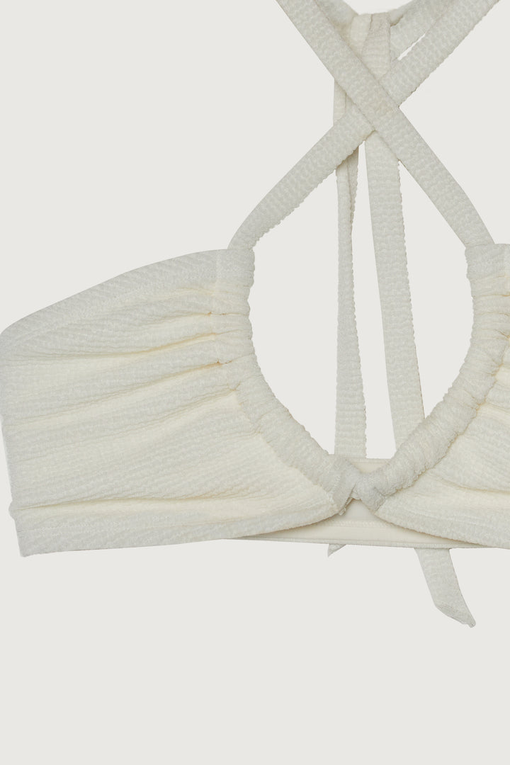 HALTERNECK BIKINI TOP in Cream — alternate angle