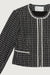 Tweed collarless blazer in black cream grid — main image