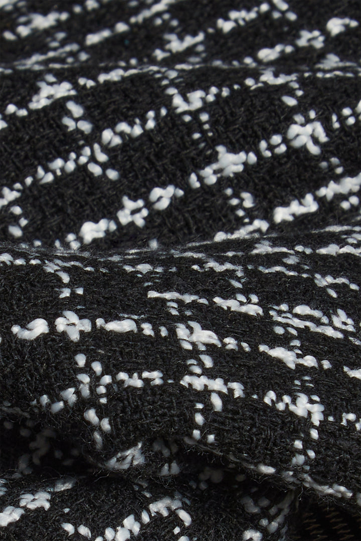 TWEED COLLARLESS BLAZER in Black Cream Grid — alternate angle