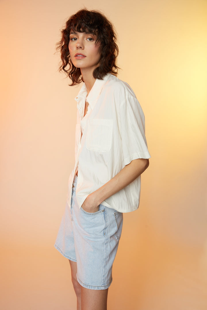 SHORT SLEEVE SHIRT in Cream — alternate angle