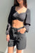 Cropped puff sleeve top in black — main image