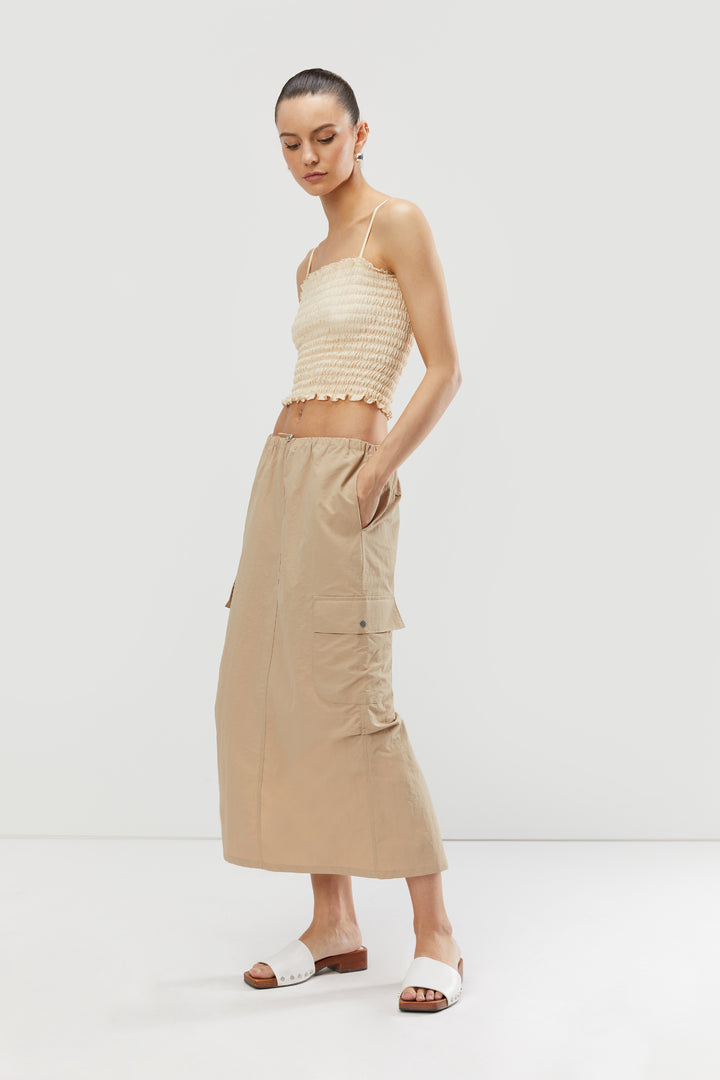 SMOCKED TANK in Pale Yellow — alternate angle