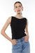 Crinkled high neck tank in black — main image