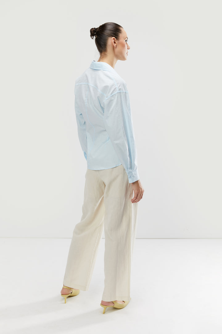 WRAP AROUND SHIRT in Baby Blue — alternate angle