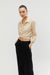 Cropped shirt with wrap ties in russet — main image
