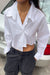 Cropped asymmetrical hem shirt in coconut milk — image