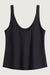 Satin crepe scoop neck tank in black — main image