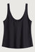 Satin crepe scoop neck tank in black — main image