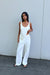 Satin crepe scoop neck tank in cream — main image