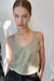 Satin crepe scoop neck tank in laurel oak — main image