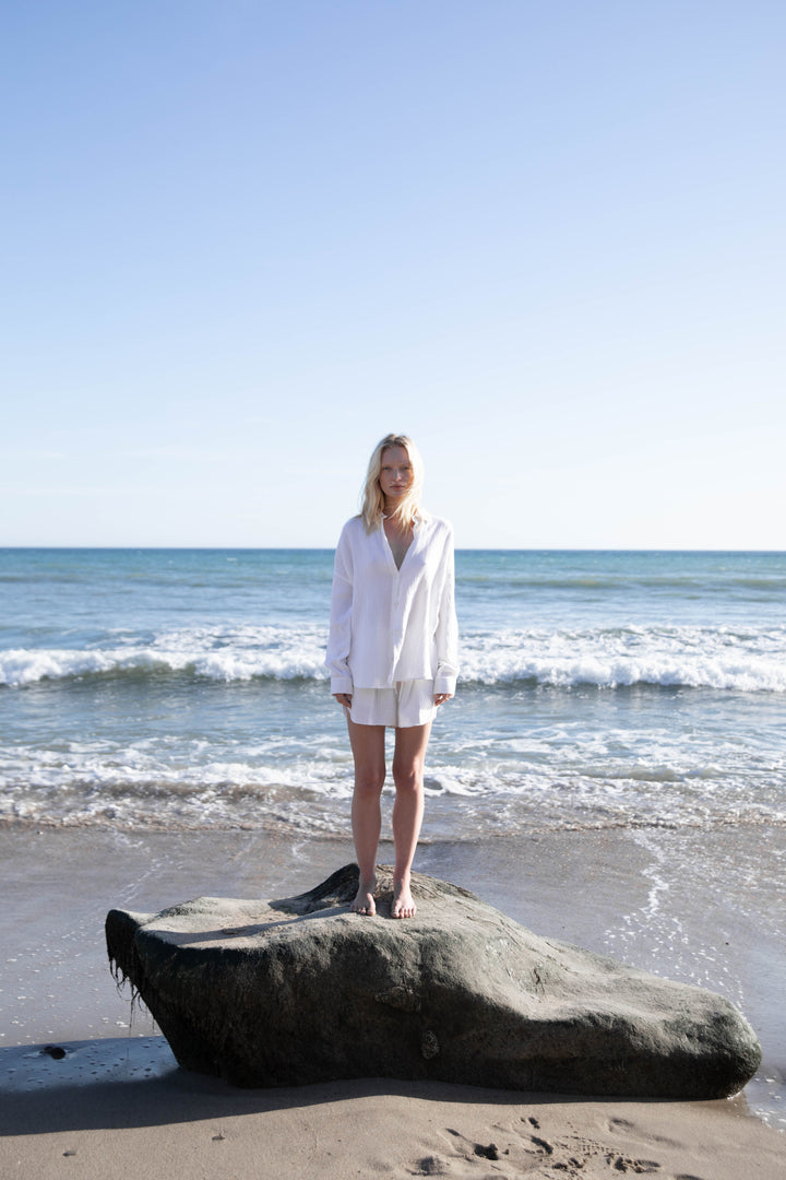 COTTON GAUZE SHIRT in White — alternate angle