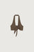 Linen blend front tie top in taupe — main image
