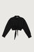 Linen blend front tie shirt in black — main image