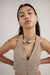 Gingham halter top in coconut lead grey — main image