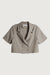 Double-breasted cropped blouse in dark silver sage — main image