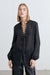 Lace-up chiffon blouse in black — main image