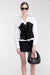 Bustier layered poplin shirt in white black — main image