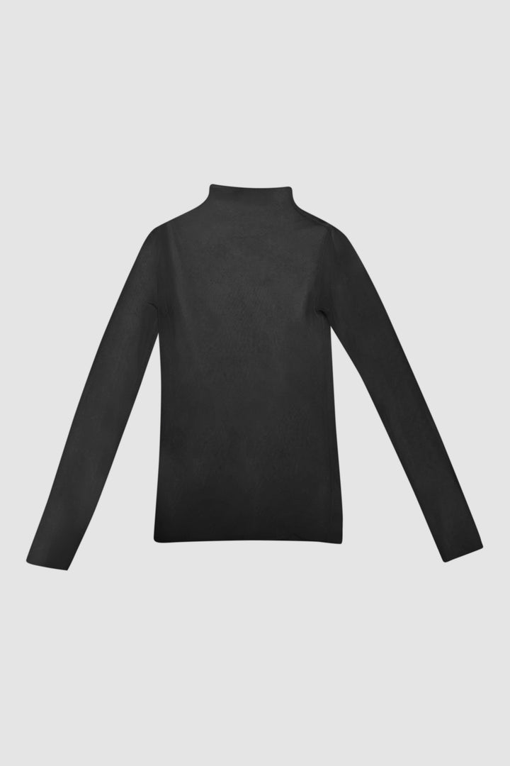 SHEER MOCKNECK TOP in Black — alternate angle