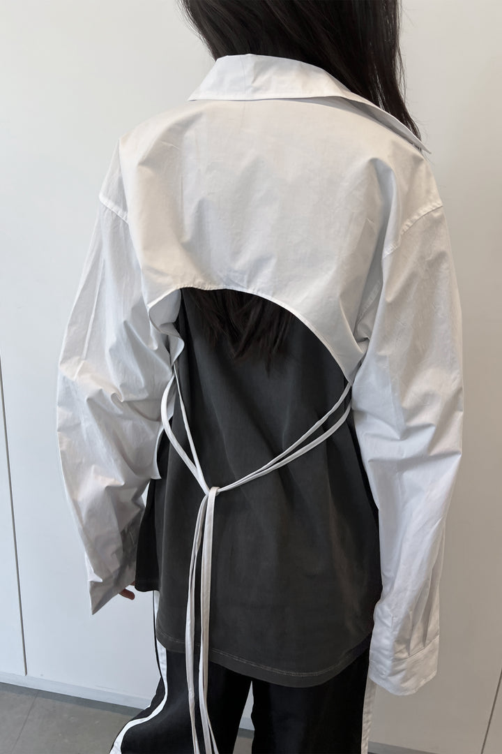 OVERSIZED SHIRT WITH OPEN BACK in White — alternate angle