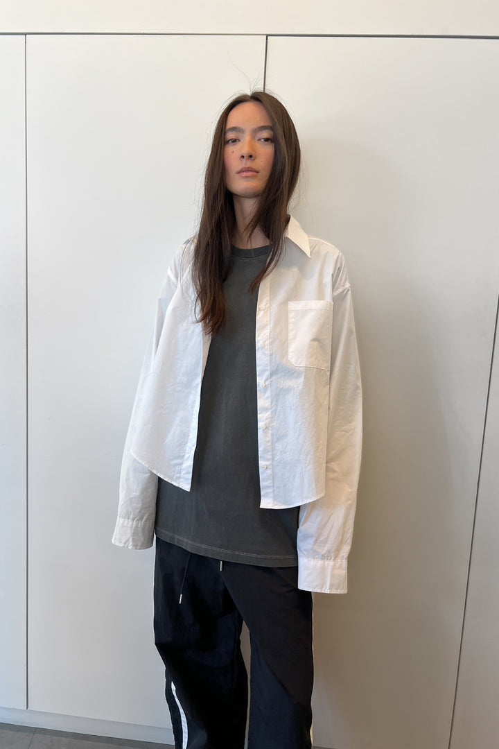 OVERSIZED SHIRT WITH OPEN BACK in White — alternate angle