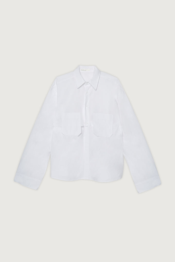 TWO-WAY COTTON POPLIN SHIRT in White — alternate angle