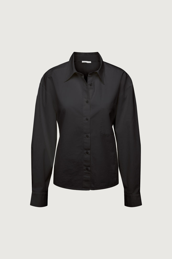 OPEN BACK SHIRT WITH TIES in Black — alternate angle